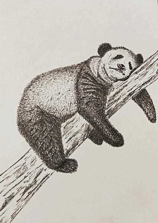 PANDA (ART_8056_56963) - Handpainted Art Painting - 6in X 8in