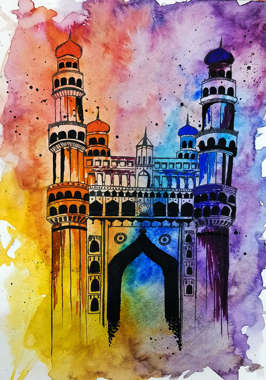 CHARMINAR (ART_8056_56959) - Handpainted Art Painting - 8in X 12in