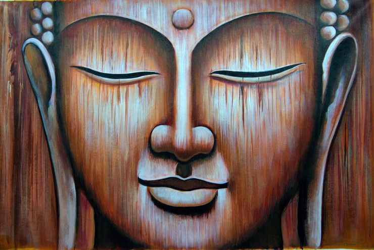 Hidden Buddha - 36in X 24in,RAJMER15_3624,Acrylic Colors,Buddha,Peace,Meditation - Buy Paintings online in India