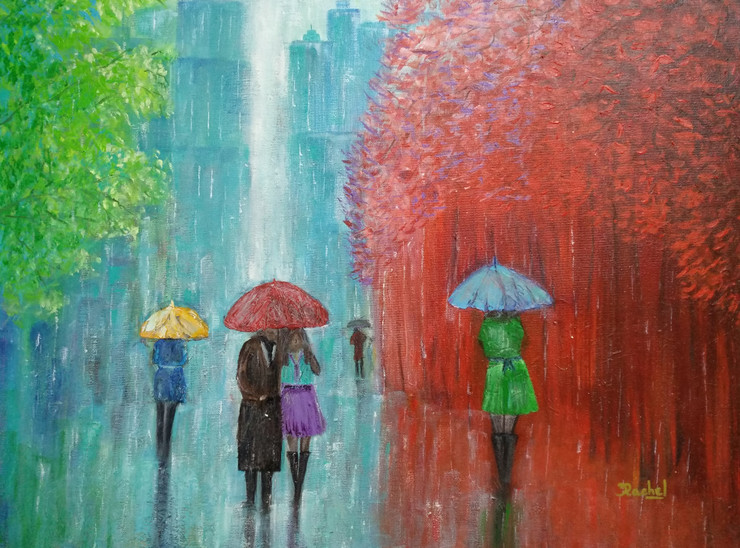 THE DRIZZLE (ART_5042_57287) - Handpainted Art Painting - 24in X 18in