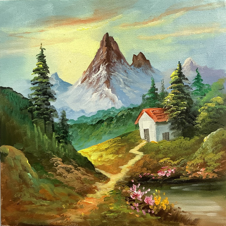 Landscape Painting (ART_3319_57266) - Handpainted Art Painting - 24in X 24in