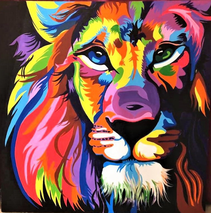 Lion (ART_8073_57243) - Handpainted Art Painting - 20in X 30in