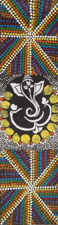 Ganesha painting (ART_6189_57439) - Handpainted Art Painting - 5in X 17in