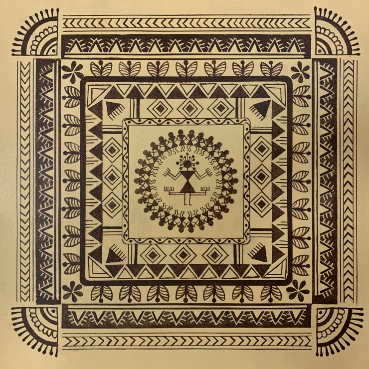 Warli Art (ART_2668_57446) - Handpainted Art Painting - 13in X 13in