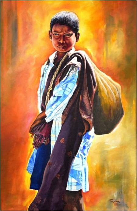 Street Boy:Tomorrow Never Dies (ART_8084_57419) - Handpainted Art Painting - 24in X 36in