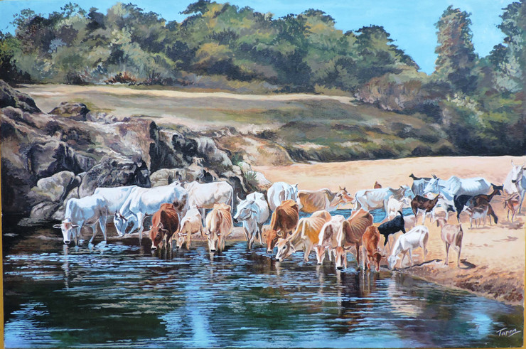 The Eutopia (ART_8084_57417) - Handpainted Art Painting - 36in X 24in