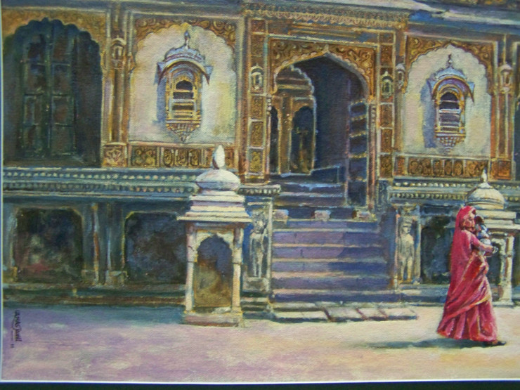 Haveli of Jaisalmer (ART_8063_57354) - Handpainted Art Painting - 18in X 24in