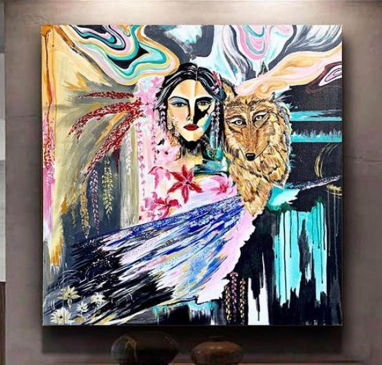 Sync (ART_7641_57109) - Handpainted Art Painting - 36in X 36in