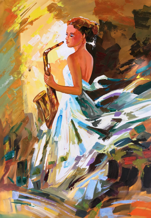 Dancing fairy  (ART_6706_58026) - Handpainted Art Painting - 24in X 36in