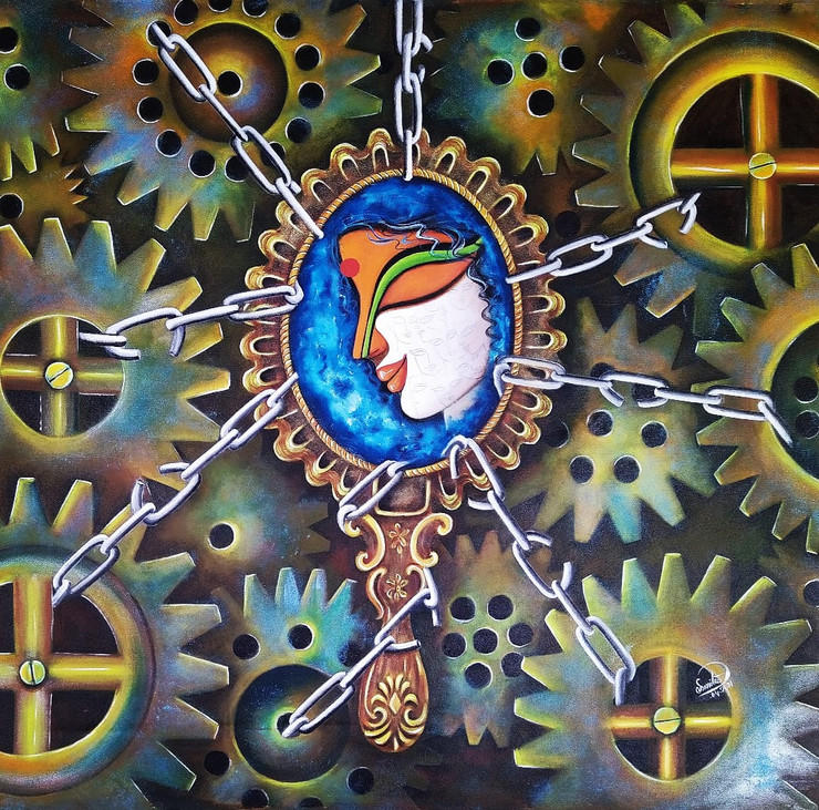 AKANKSHA (ART_7352_57899) - Handpainted Art Painting - 36in X 45in