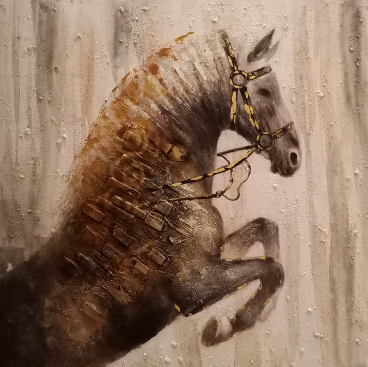 Horse painting  (ART_6706_58080) - Handpainted Art Painting - 30in X 30in