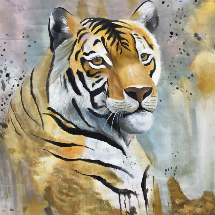 Tiger painting  (ART_6706_58071) - Handpainted Art Painting - 36in X 36in