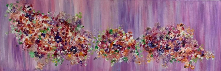 Pearly blossoms  (ART_8125_57961) - Handpainted Art Painting - 36in X 12in