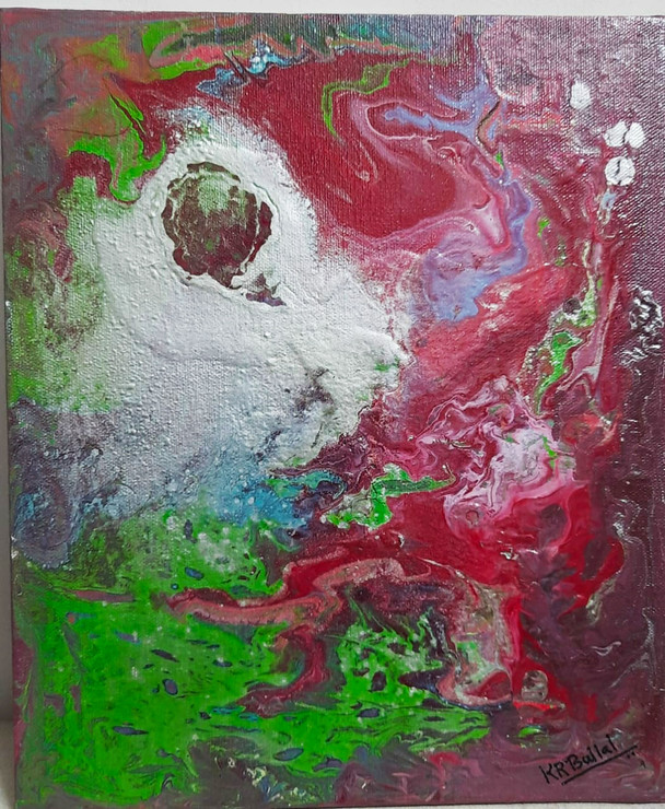 Colorful Space (ART_8131_58102) - Handpainted Art Painting - 10in X 12in