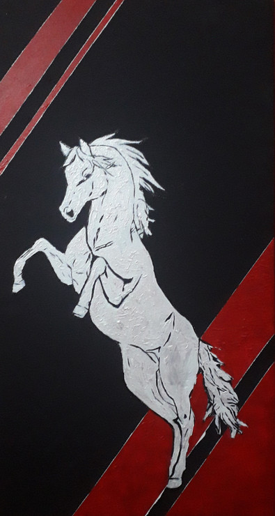 Joyful Horse (ART_8129_58099) - Handpainted Art Painting - 16in X 30in