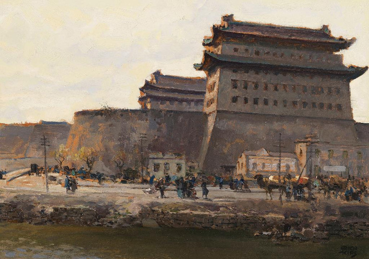 The Deshengmen City Gate In Beijing By Erich Kips (PRT_8474) - Canvas Art Print - 27in X 19in