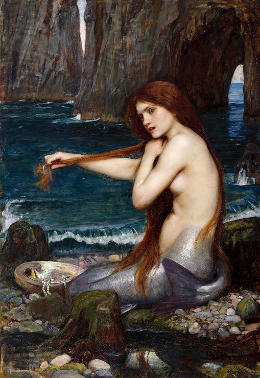 A Mermaid (1900) By John William Waterhouse (PRT_8504) - Canvas Art Print - 23in X 33in