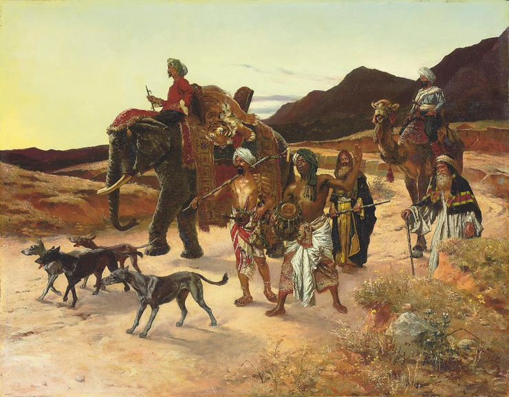 The Tiger Hunt By Rudolf Ernst (PRT_8637) - Canvas Art Print - 24in X 19in