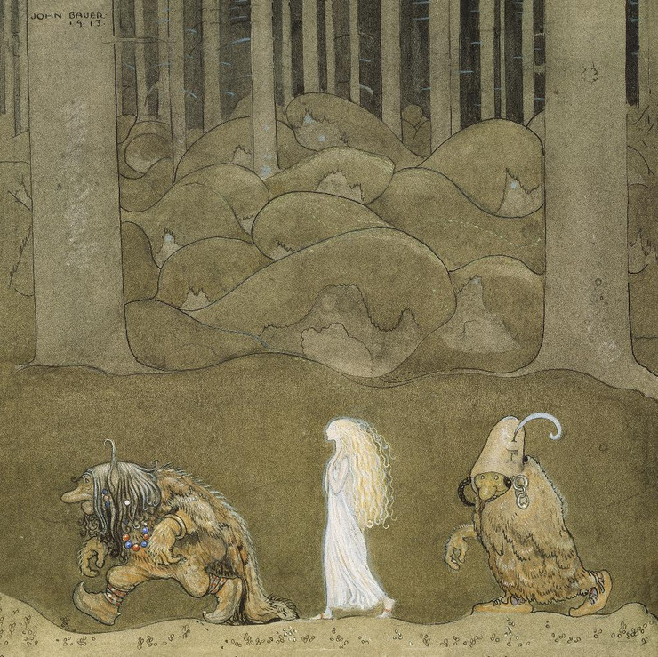 The Princess And The Trolls (1913) By John Bauer (PRT_8630) - Canvas Art Print - 18in X 18in