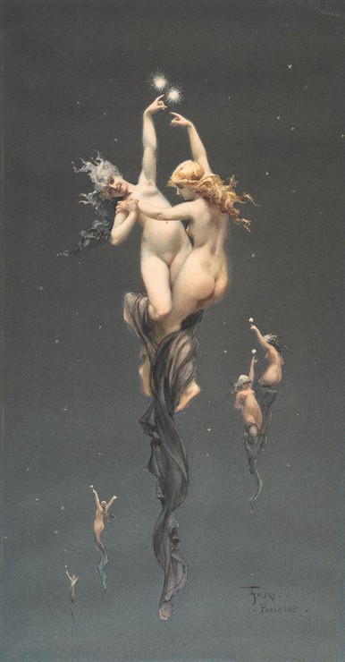 Twin Stars (1851) By Luis Ricardo Falero (PRT_8643) - Canvas Art Print - 13in X 25in