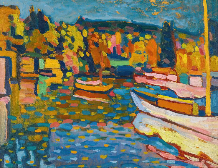 Study For Autumn Landscape With Boats (1908) By Wassily Kandinsky (PRT_8772) - Canvas Art Print - 28in X 21in