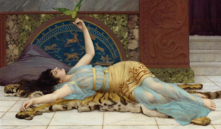 Dolce Far Niente (1897) By John William Godward (PRT_8925) - Canvas Art Print - 25in X 15in