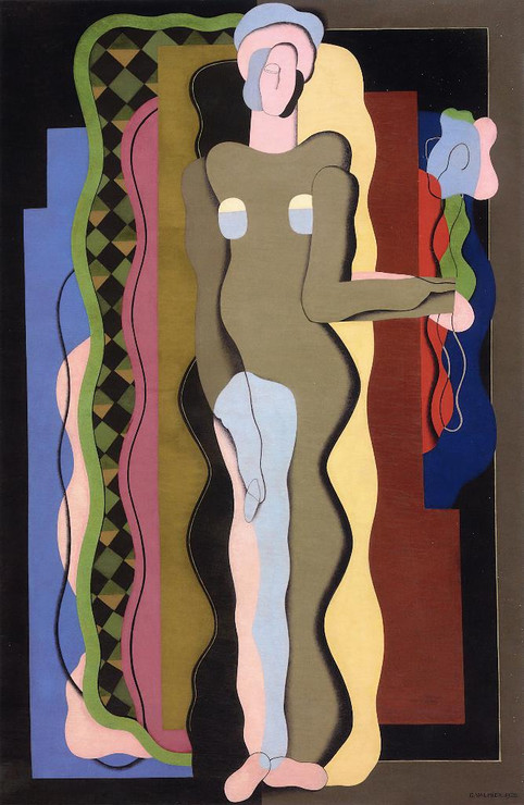 Nude With A Flower (1928) By Georges Valmier (PRT_8737) - Canvas Art Print - 15in X 23in