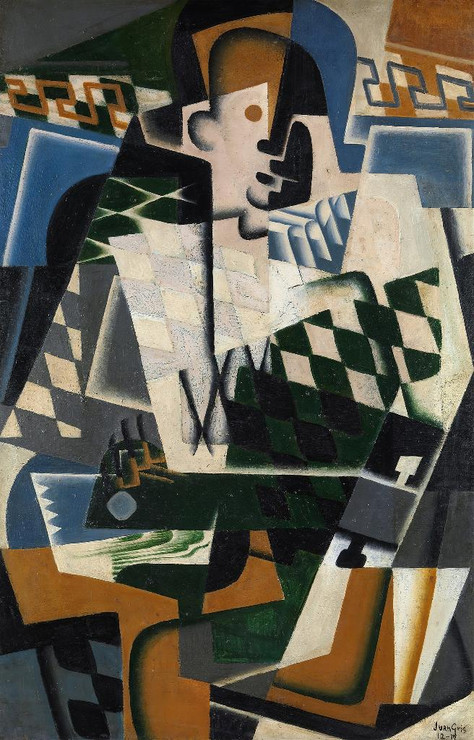 Harlequin With A Guitar (1917) By Juan Gris (PRT_8700) - Canvas Art Print - 15in X 24in