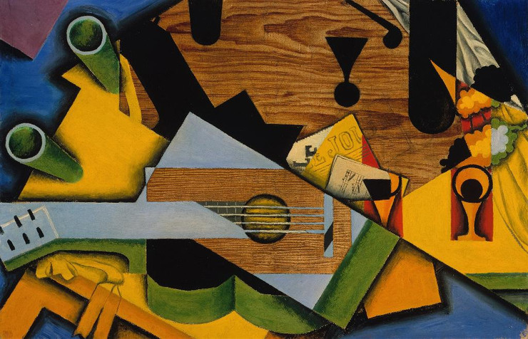 Still Life With A Guitar (1913) By Juan Gris (PRT_8767) - Canvas Art Print - 22in X 14in