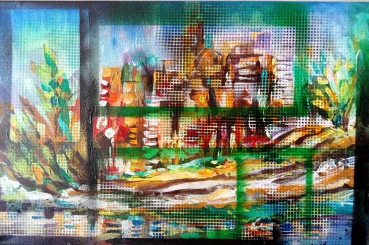 Mind Traps (ART_8135_58401) - Handpainted Art Painting - 24in X 18in