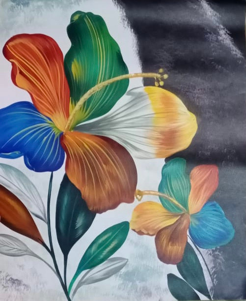Flower painting  (ART_6706_58370) - Handpainted Art Painting - 18in X 24in