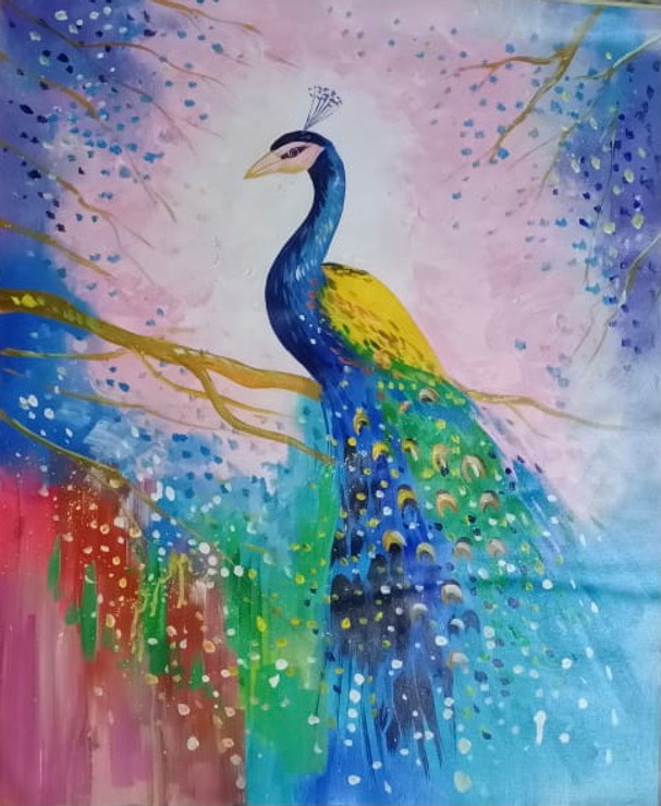 Bird painting  (ART_6706_58367) - Handpainted Art Painting - 24in X 36in