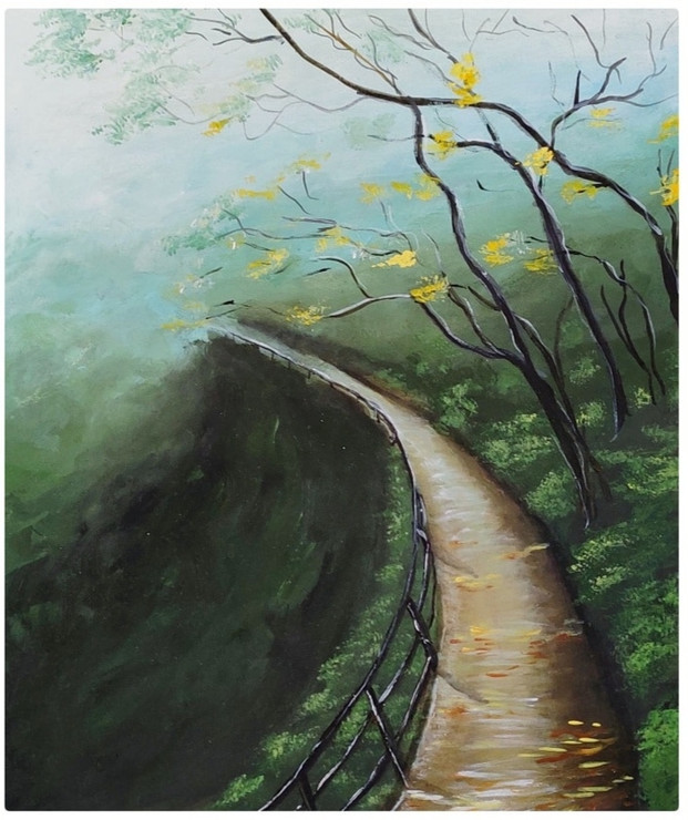 Path to the unknown (ART_6989_58354) - Handpainted Art Painting - 14in X 18in