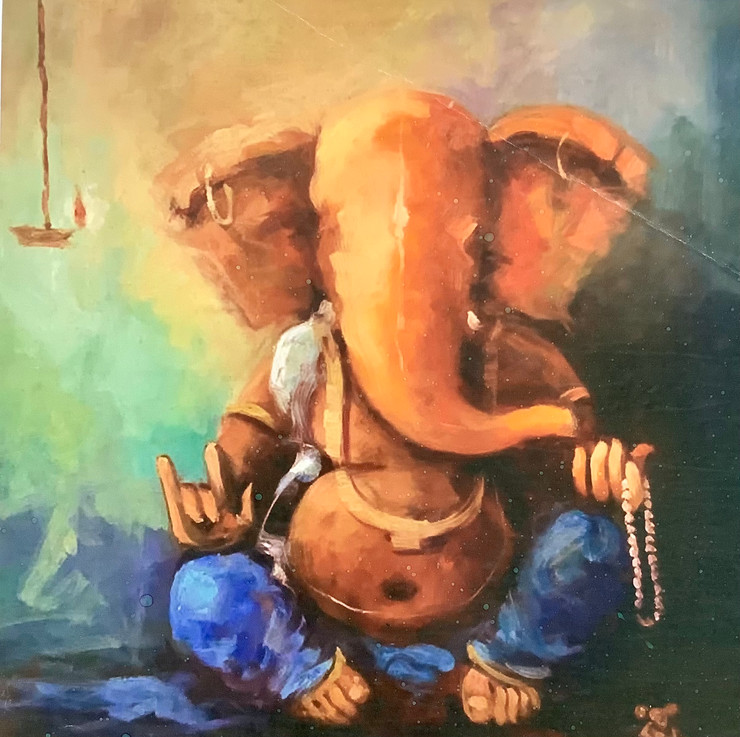 Lord ganesha-07 (ARTOHOLIC) (ART_3319_58298) - Handpainted Art Painting - 30in X 30in