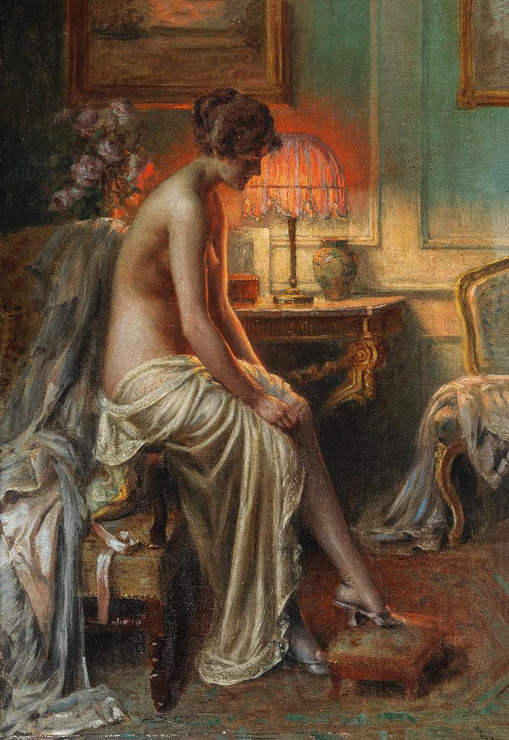 A Lady In The Boudoir By Delphin Enjolras (PRT_9025) - Canvas Art Print - 24in X 34in