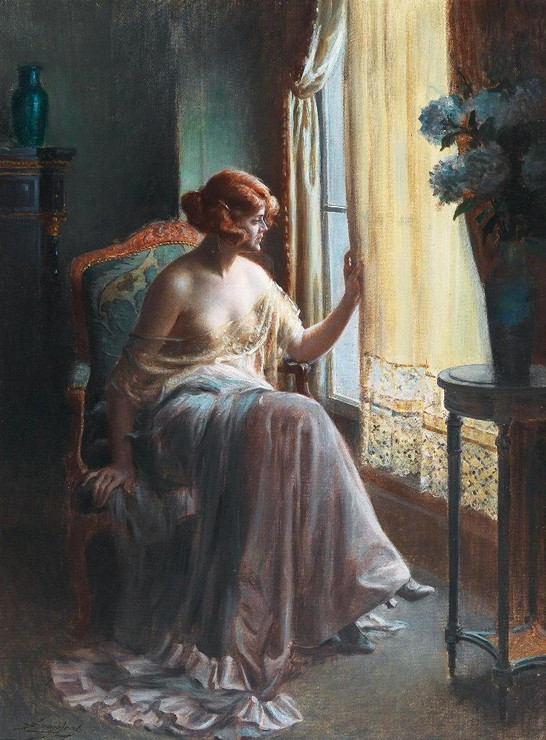 Lady In The Boudoir By Delphin Enjolras (PRT_9036) - Canvas Art Print - 16in X 21in