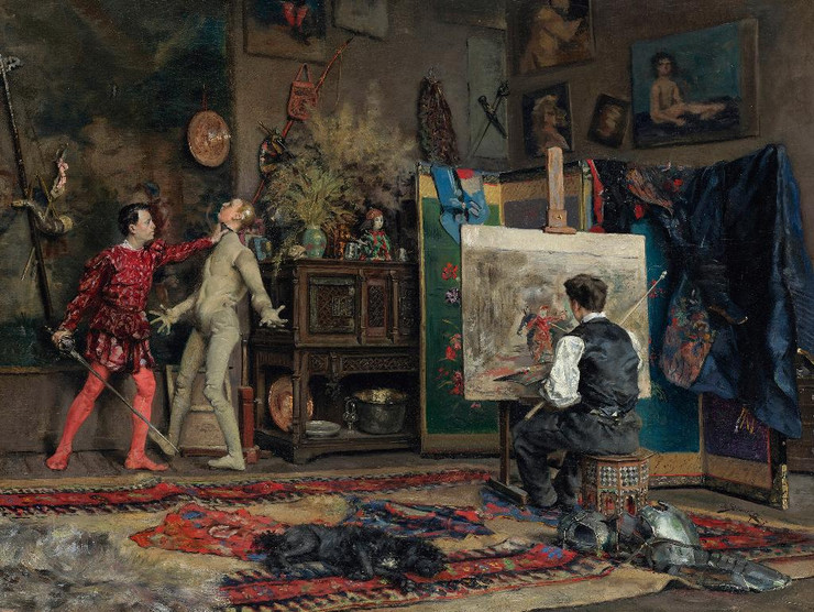 In The Artist‚Äôs Studio (1875) By Julius Leblanc Stewart (PRT_9082) - Canvas Art Print - 23in X 18in