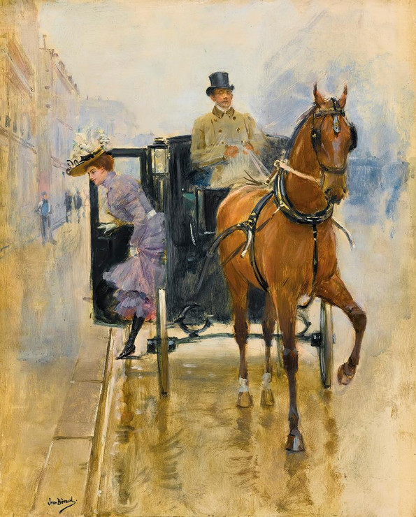 Jeune Femme Descendant D‚Äôun Fiacre By Jean B√©raud (PRT_9099) - Canvas Art Print - 18in X 22in