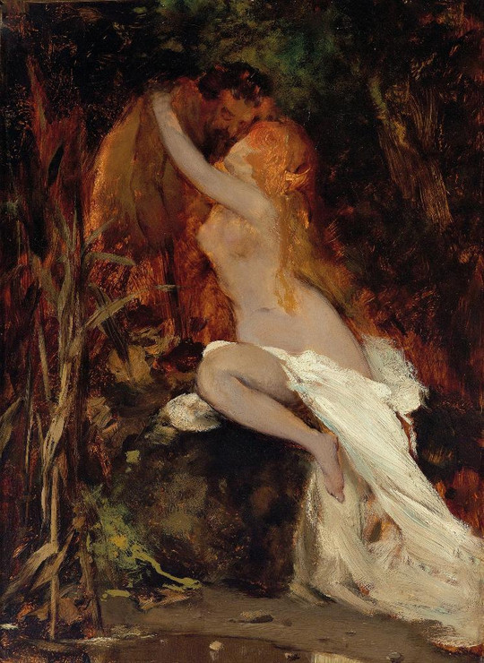 Faun And Nymph (1865-66) By Hans Makart (PRT_9108) - Canvas Art Print - 21in X 28in