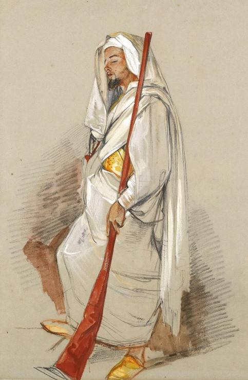 Study Of A Man Wearing North African Dress (PRT_9144) - Canvas Art Print - 17in X 26in