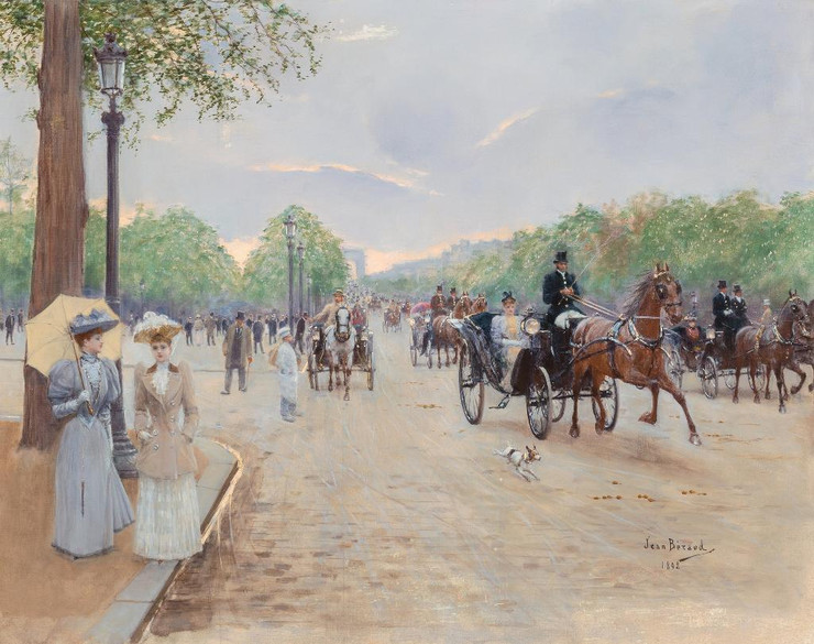 Sur Les Champs √âlys√©es (1892) By Jean B√©raud (PRT_9176) - Canvas Art Print - 18in X 14in