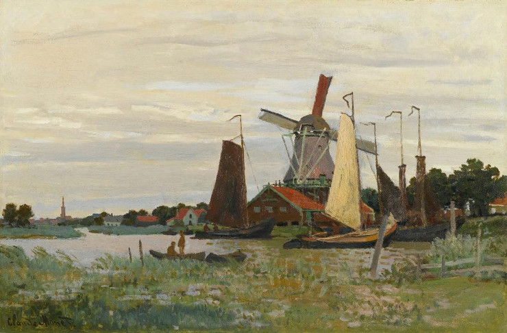 Un Moulin √Ä Zaandam (1871) By Claude Monet. (PRT_9177) - Canvas Art Print - 25in X 16in