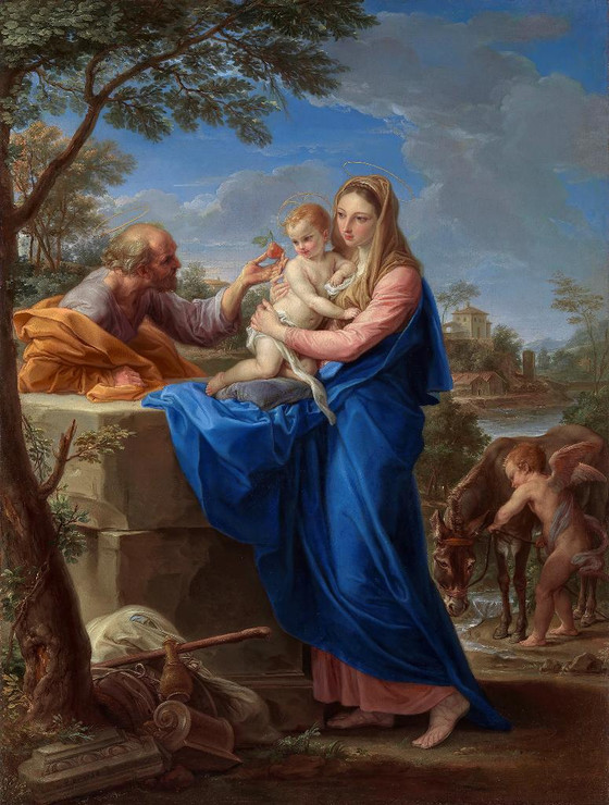 The Rest On The Flight Into Egypt (1758) By Pompeo Batoni (PRT_9191) - Canvas Art Print - 21in X 28in