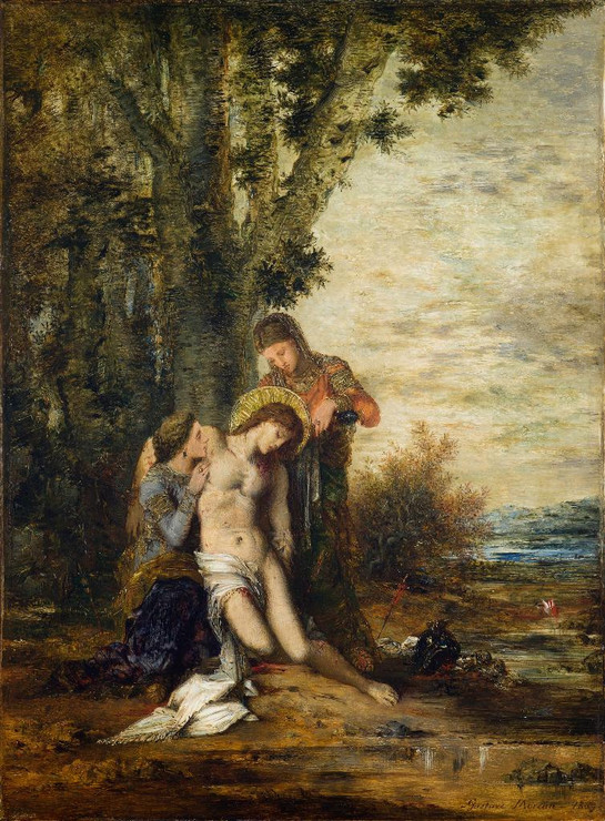 The Martyred Saint Sebastian (1869) By Gustave Moreau (PRT_9190) - Canvas Art Print - 21in X 29in