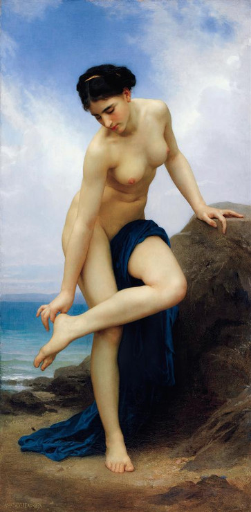 After The Bath (1875) By WilliamAdolphe Bouguereau (PRT_9233) - Canvas Art Print - 14in X 28in