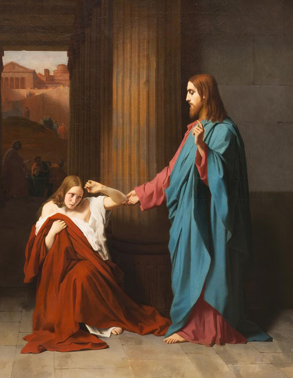 Christ And The Woman Taken In Adultery (1842) By √âmile Signol (PRT_9285) - Canvas Art Print - 16in X 21in