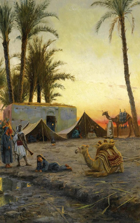 Desert Encampment (1894) By Peder M√∏rk M√∏nsted (PRT_9288) - Canvas Art Print - 15in X 23in