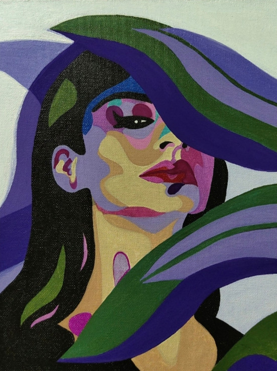Modern women (ART_8159_58591) - Handpainted Art Painting - 10in X 12in