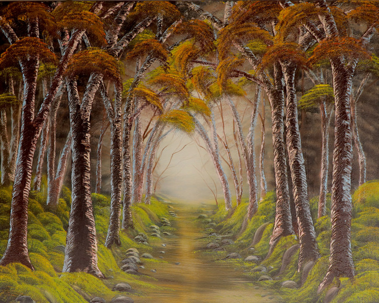 Road passing  the forest (ART_8067_58533) - Handpainted Art Painting - 36in X 30in