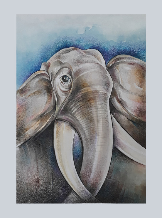 Mammoth (ART_8146_58601) - Handpainted Art Painting - 11in X 15in